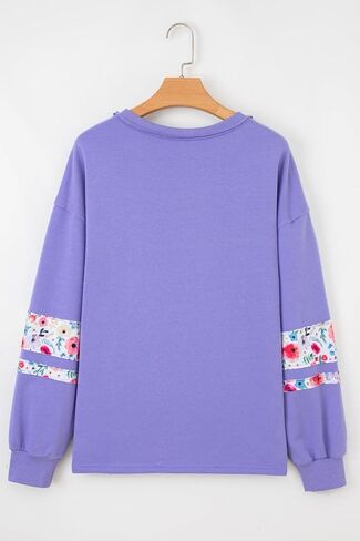 Oversized Sweatshirts Pullovere Peach Blossom Floral Applique Baggy Pullover Sweatshirt Wisteria L in Saudi Arabia