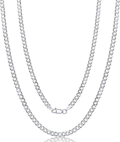 Aka Gioielli - Italian 925 Sterling Silver 5mm Curb Cuban Link Chain - Solid Sterling Silver Necklace for Women and Men - Made in Italy in Kuwait