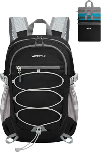 حقيبة ظهر صغيرة خفيفة الوزن وقابلة للتعبئة من WATERFLY: حقيبة نهارية صغيرة قابلة للطي وخفيفة الوزن سعة 15 لتر مع حزام كتف مسامي للمشي لمسافات طويلة والتخييم في الهواء الطلق للنساء والرجال باللون الرمادي in Kuwait