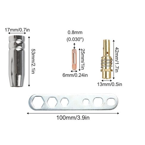 27PCS MIG Welding Accessories Set for 15AK Torch 0.8mm Contact Tips Conical Gas Nozzles Holder Diffusers & Wrench Compatible with MAG in Saudi Arabia