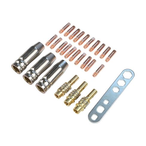 27PCS MIG Welding Accessories Set for 15AK Torch 0.8mm Contact Tips Conical Gas Nozzles Holder Diffusers & Wrench Compatible with MAG in Saudi Arabia