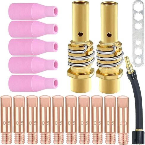 19 PCS MIG Welding Torch Nozzle Contact Tips Accessories Kit for MB15 15AK Includes Gas Diffusers and Wrench in Saudi Arabia