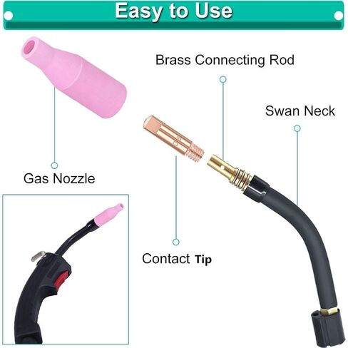 19 PCS MIG Welding Torch Nozzle Contact Tips Accessories Kit for MB15 15AK Includes Gas Diffusers and Wrench in Saudi Arabia