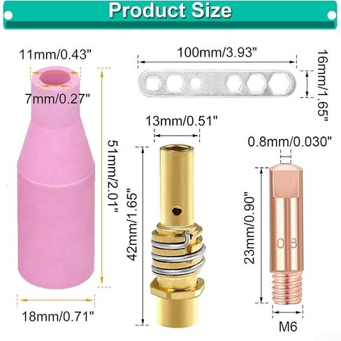 19 PCS MIG Welding Torch Nozzle Contact Tips Accessories Kit for MB15 15AK Includes Gas Diffusers and Wrench in Saudi Arabia