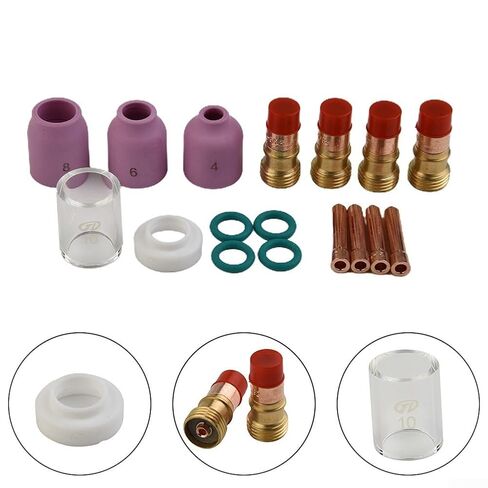 for Stubby TIG Welding Accessories 18pcs Ceramic Nozzle and Heat Cup Set for WP171826 Suitable for 2 4mm 3/32 Applications in Saudi Arabia