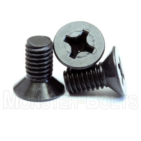 MonsterBolts - M4 x 12mm Phillips Flat Head, DIN 965, Alloy Steel, Black Oxide, 50 Pack in Saudi Arabia