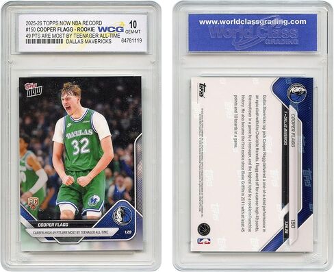 2025-26 NBA Topps Now Cooper Flagg - أكبر عدد من النقاط يبلغ 49 نقطة بواسطة Teenager All-Time - بطاقة RC Rookie رقم 150 - متدرجة GEM-Mint 10 in Saudi Arabia