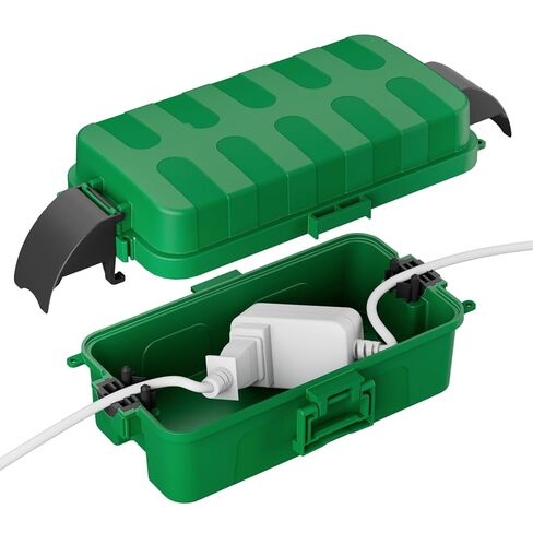 FLEMOON IP55 صندوق كهربائي خارجي مقاوم للماء مع أغطية مظلة قابلة للفصل، 8.3 × 4.1 × 3.7 بوصة غطاء سلك تمديد مقاوم للطقس، سهل التركيب للقابس الخارجي، منفذ، أضواء سلسلة، أسود in Kuwait