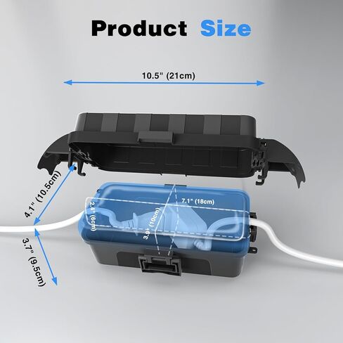FLEMOON IP55 Outdoor Electrical Box Waterproof with Detachable Awning Covers, 8.3 x 4.1 x 3.7 inch Weatherproof Extension Cord Cover, Easy Installation for Outdoor Plug, Outlet, String Lights, Black in Saudi Arabia