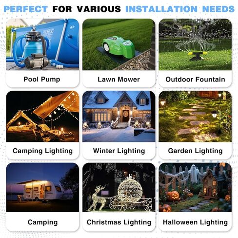 FLEMOON IP55 Outdoor Electrical Box Waterproof with Detachable Awning Covers, 8.3 x 4.1 x 3.7 inch Weatherproof Extension Cord Cover, Easy Installation for Outdoor Plug, Outlet, String Lights, Black in Saudi Arabia