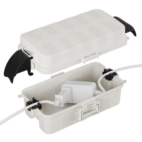 FLEMOON IP55 Outdoor Electrical Box Waterproof with Detachable Awning Covers, 8.3 x 4.1 x 3.7 inch Weatherproof Extension Cord Cover, Easy Installation for Outdoor Plug, Outlet, String Lights, Black in Saudi Arabia