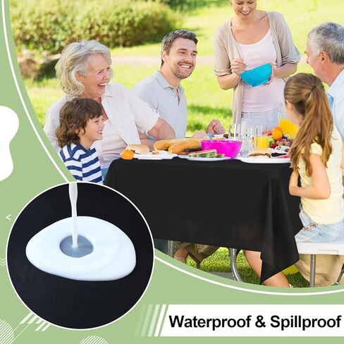 misaya 6 Packs Disposable Plastic Table Cloth, 54 x 108 Inch Waterproof Rectangle Tablecloth, Leakproof & Sturdy Decorative Table Covers for Picnic, Party and Outdoor, Black in Kuwait