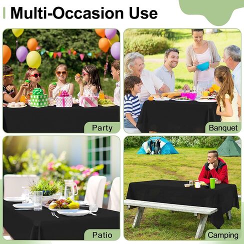 misaya 6 Packs Disposable Plastic Table Cloth, 54 x 108 Inch Waterproof Rectangle Tablecloth, Leakproof & Sturdy Decorative Table Covers for Picnic, Party and Outdoor, Black in Kuwait