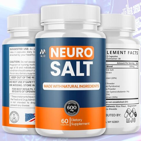 (عبوتان) كبسولات الملح العصبي، حبوب الملح العصبي مع جميع المكونات الطبيعية، كبسولات الملح العصبي المتقدمة تركيبة مكملة للصحة والعافية بشكل عام مع فيتامينات متعددة القوة القصوى (120 كبسولة) in Kuwait
