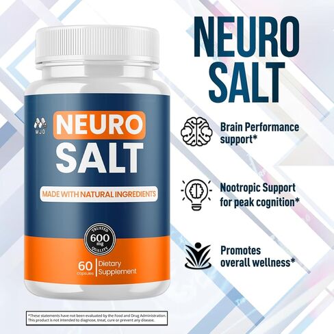 (عبوتان) كبسولات الملح العصبي، حبوب الملح العصبي مع جميع المكونات الطبيعية، كبسولات الملح العصبي المتقدمة تركيبة مكملة للصحة والعافية بشكل عام مع فيتامينات متعددة القوة القصوى (120 كبسولة) in Kuwait