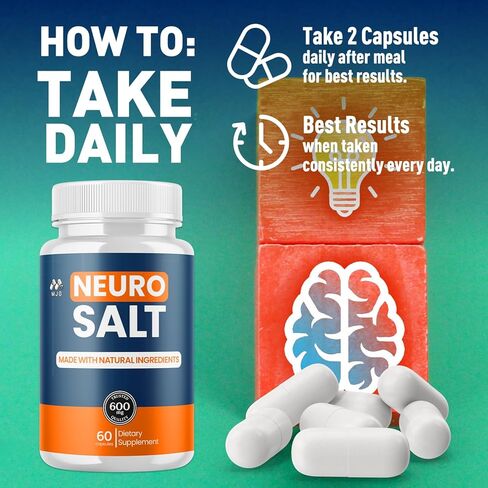 (عبوتان) كبسولات الملح العصبي، حبوب الملح العصبي مع جميع المكونات الطبيعية، كبسولات الملح العصبي المتقدمة تركيبة مكملة للصحة والعافية بشكل عام مع فيتامينات متعددة القوة القصوى (120 كبسولة) in Kuwait