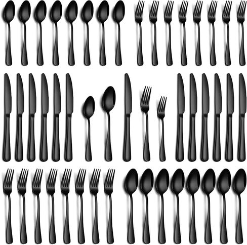 PHILIPALA 20 Piece Black Silverware Set, Stainless Steel Flatware Set for 4 Food Grade Cutlery Utensil Set Include Knife Fork Spoon Mirror Polished Dishwasher Safe in Saudi Arabia