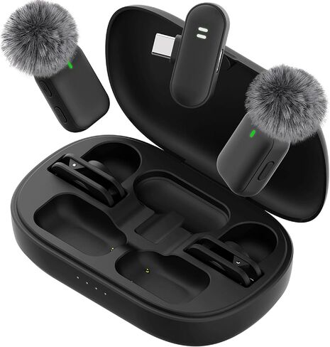 Wireless Lavalier Microphone, Clip-On Lapel Mic for iPhone Android with Noise Cancelling, Professional Mini Microphone for Recording, Podcast, Streaming, YouTube, Vlog, Portable & Easy to Use in Kuwait