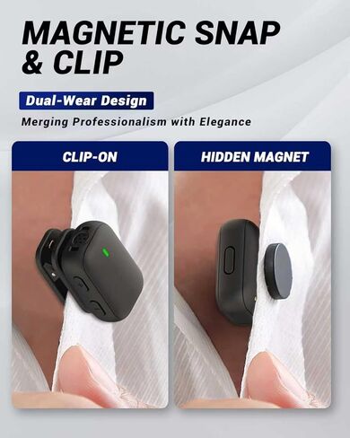 Wireless Lavalier Microphone, Clip-On Lapel Mic for iPhone Android with Noise Cancelling, Professional Mini Microphone for Recording, Podcast, Streaming, YouTube, Vlog, Portable & Easy to Use in Kuwait