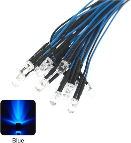20PCS LED Diode with 20CM Prewired 12V 5mm Blue LED Light in Saudi Arabia