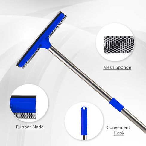 ممسحة نافذة 2 في 1، أداة تنظيف نوافذ السيارة بمقبض طويل من الفولاذ المقاوم للصدأ بطول 55 بوصة، ممسحة إسفنجية للسيارة للمنزل، ومحطة الوقود، والزجاج، والدش، وتنظيف النوافذ العالية في الهواء الطلق in Kuwait