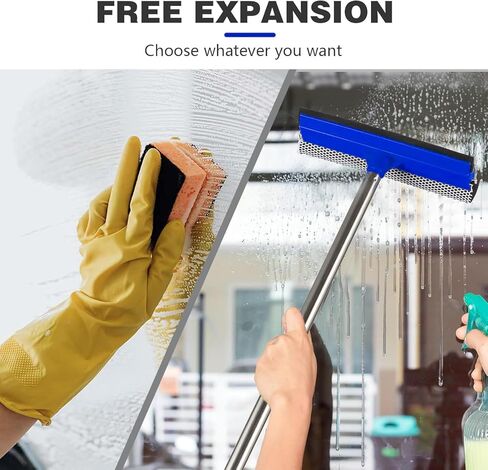 ممسحة نافذة 2 في 1، أداة تنظيف نوافذ السيارة بمقبض طويل من الفولاذ المقاوم للصدأ بطول 55 بوصة، ممسحة إسفنجية للسيارة للمنزل، ومحطة الوقود، والزجاج، والدش، وتنظيف النوافذ العالية في الهواء الطلق in Kuwait