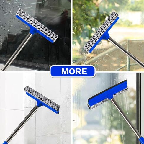 ممسحة نافذة 2 في 1، أداة تنظيف نوافذ السيارة بمقبض طويل من الفولاذ المقاوم للصدأ بطول 55 بوصة، ممسحة إسفنجية للسيارة للمنزل، ومحطة الوقود، والزجاج، والدش، وتنظيف النوافذ العالية في الهواء الطلق in Kuwait