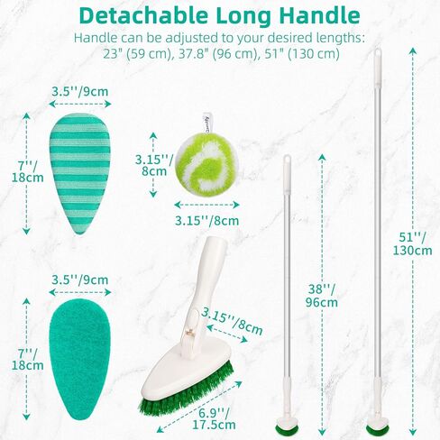 فرشاة تنظيف حوض الاستحمام والبلاط 4 في 1 من كيستفي، فرشاة تنظيف حوض الاستحمام مقاس 51 بوصة بمقبض طويل، فرشاة تنظيف الحمام بشعيرات ناعمة وصلبة، فرشاة تنظيف دش مضادة للخدش للتنظيف in Kuwait