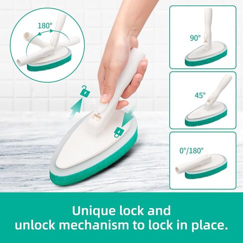 فرشاة تنظيف حوض الاستحمام والبلاط 4 في 1 من كيستفي، فرشاة تنظيف حوض الاستحمام مقاس 51 بوصة بمقبض طويل، فرشاة تنظيف الحمام بشعيرات ناعمة وصلبة، فرشاة تنظيف دش مضادة للخدش للتنظيف in Kuwait