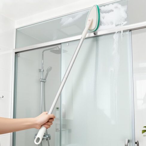 فرشاة تنظيف حوض الاستحمام والبلاط 4 في 1 من كيستفي، فرشاة تنظيف حوض الاستحمام مقاس 51 بوصة بمقبض طويل، فرشاة تنظيف الحمام بشعيرات ناعمة وصلبة، فرشاة تنظيف دش مضادة للخدش للتنظيف in Kuwait