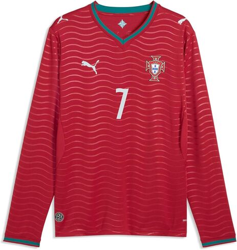 PUMA Mens Portugal Crew Neck Long Sleeve Home Player Jersey Replica Casual - Red in Saudi Arabia