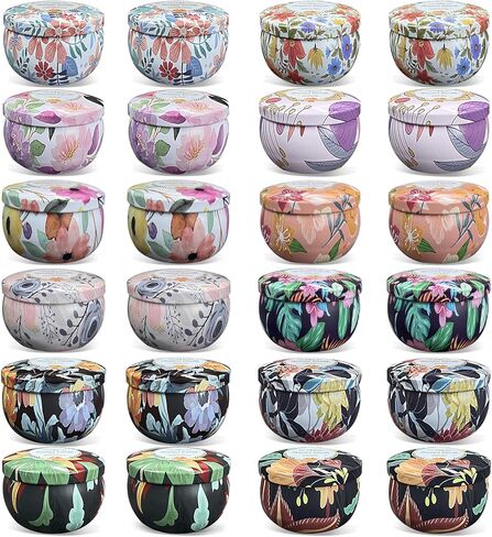 Scented Candles Gifts Set 24 Pack Soy Wax Travel Tin Jar Candles for Home 2.5 OZ for Mom for Christmas, Home Scented Decoration Birthday, Thanksgiving, Mother's Day, Floral Pattern in Saudi Arabia