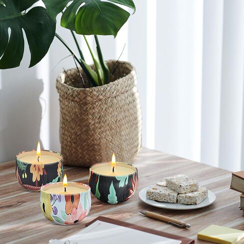 Scented Candles Gifts Set 24 Pack Soy Wax Travel Tin Jar Candles for Home 2.5 OZ for Mom for Christmas, Home Scented Decoration Birthday, Thanksgiving, Mother's Day, Floral Pattern in Saudi Arabia