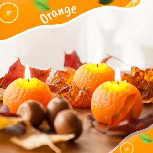 Pangda 6 قطع شموع معطرة على شكل برتقالي، 2.7 بوصة، شمعة عيد ميلاد صغيرة من الفاكهة، هدية لتزيين حفلات الفاكهة، شمع الصويا، حمام عيد الميلاد، المنزل واليوجا والمنتجعات الصحية in Saudi Arabia