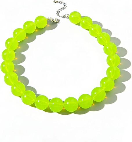 Chunky Acrylic Resin Beaded Necklace for Women Colorful Large Round Choker Adjustable Stack Acrylic Beads Necklace Resin Summer Party Jewelry in Kuwait