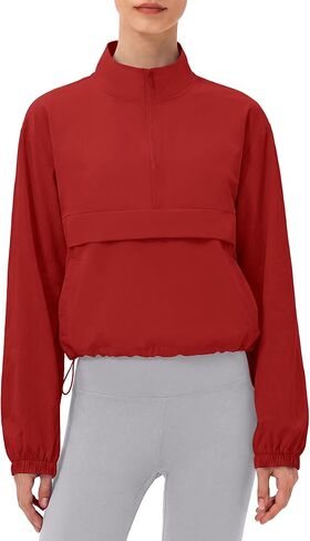 Locachy Women's Lightweight Half Zip Athletic Jacket Cooling Long Sleeve Running Workout Cropped Jacket Outdoor Tops in Saudi Arabia