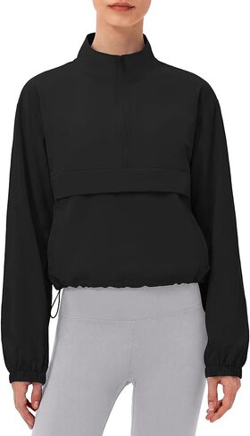 Locachy Women's Lightweight Half Zip Athletic Jacket Cooling Long Sleeve Running Workout Cropped Jacket Outdoor Tops in Saudi Arabia