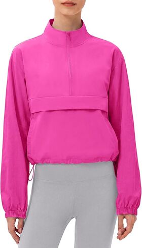 Locachy Women's Lightweight Half Zip Athletic Jacket Cooling Long Sleeve Running Workout Cropped Jacket Outdoor Tops in Saudi Arabia