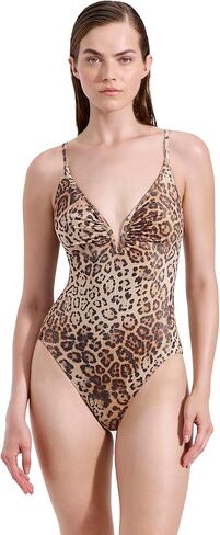 Gottex Luma Jasper V Wire One Piece- Shimmer Animal Print, Removable Soft Cups, Deep Plunge Neckline, Adjustable Straps in Saudi Arabia