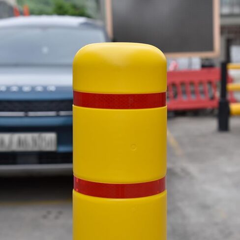 غطاء حاجز الأمان، حاجز حاجز عالي الوضوح مع شريط عاكس، بأقطار متعددة (4 بوصات/5 بوصات/6 بوصات/7 بوصات) الارتفاعات (46 بوصة/52 بوصة) الألوان (أصفر/أحمر/أزرق/رمادي) (قطر 6 بوصة، أصفر، 46 بوصة ارتفاع) in Kuwait