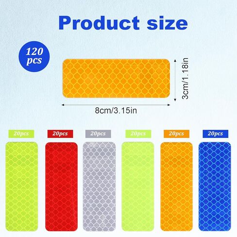 120PCS Reflective Stickers, 3.15x1.18In Trailer Reflective Taper, Waterproof Reflectives Tape for Clothing, for Safe Nighttime Driving on Motorcycles, Cars, Bicycles, Lawnmowers, Trailer in Saudi Arabia