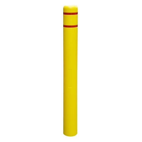 غطاء OrangeStar Bollard مقاس 4 بوصة × 46 بوصة أصفر مع 2 أطواق عاكسة للضوء، غطاء أمان شديد التحمل مقاوم للطقس لموقف السيارات، وأعمدة الأمان، وحواجز المرور، والحماية الصناعية، عبوة واحدة in Kuwait
