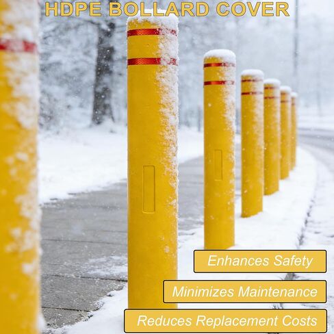 غطاء OrangeStar Bollard مقاس 4 بوصة × 46 بوصة أصفر مع 2 أطواق عاكسة للضوء، غطاء أمان شديد التحمل مقاوم للطقس لموقف السيارات، وأعمدة الأمان، وحواجز المرور، والحماية الصناعية، عبوة واحدة in Kuwait
