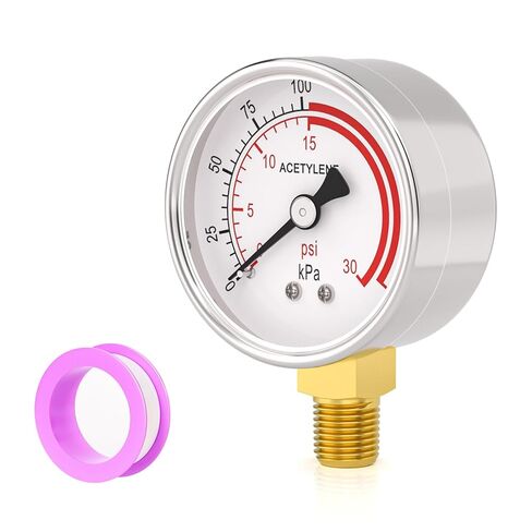 Low and High Pressure Gauges, 30PSI and 400 PSI for Acetylene Regulator, 2.5" Dial Size, 1/4" NPT Lower Mount, Stainless Steel case in Saudi Arabia