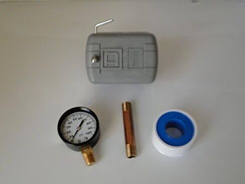 KIT: SQUARE D 40/60 M4 PRESSURE SWITCH (9013FSG2J24M4) + 1/4 x 3" BRASS NIPPLE + PRESSURE GAUGE + TEFLON TAPE *LEAD FREE* in Saudi Arabia