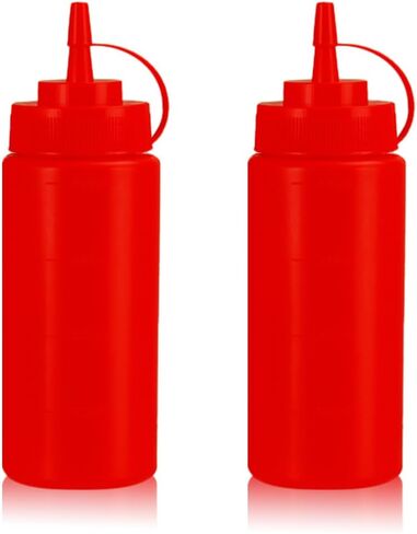 Squeeze Bottles for Sauces,Leak-Proof Condiment Dispenser, BPA-Free Kitchen Restaurant Squeeze Bottle Set with Wide Mouth for Ketchup, Mustard,Syrup,Dressings (White, 2Pack-8oz(200ml)) in Saudi Arabia