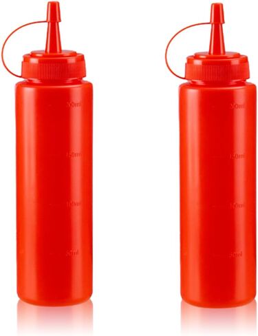 Squeeze Bottles for Sauces,Leak-Proof Condiment Dispenser, BPA-Free Kitchen Restaurant Squeeze Bottle Set with Wide Mouth for Ketchup, Mustard,Syrup,Dressings (White, 2Pack-8oz(200ml)) in Saudi Arabia