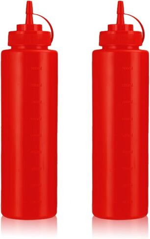 Squeeze Bottles for Sauces,Leak-Proof Condiment Dispenser, BPA-Free Kitchen Restaurant Squeeze Bottle Set with Wide Mouth for Ketchup, Mustard,Syrup,Dressings (White, 2Pack-8oz(200ml)) in Saudi Arabia