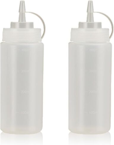 Squeeze Bottles for Sauces,Leak-Proof Condiment Dispenser, BPA-Free Kitchen Restaurant Squeeze Bottle Set with Wide Mouth for Ketchup, Mustard,Syrup,Dressings (White, 2Pack-8oz(200ml)) in Saudi Arabia