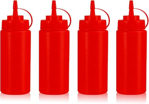 Squeeze Bottles for Sauces,Leak-Proof Condiment Dispenser, BPA-Free Kitchen Restaurant Squeeze Bottle Set with Wide Mouth for Ketchup, Mustard,Syrup,Dressings (White, 2Pack-8oz(200ml)) in Saudi Arabia